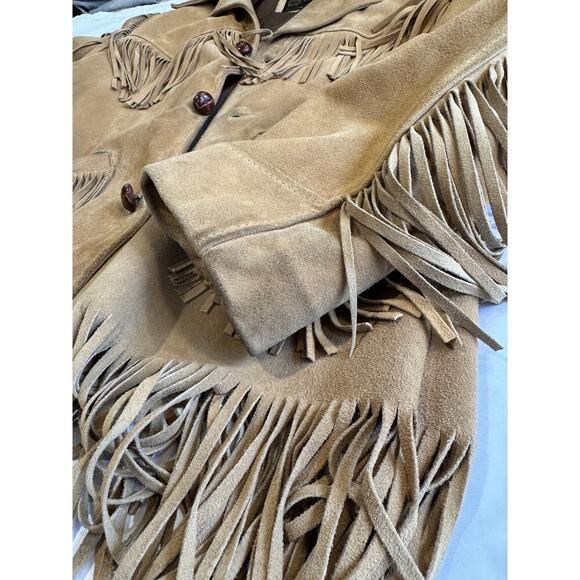 Vintage Sears The Leather Shop Leather Fringe Jacket Brown USA Western - Picture 12 of 16
